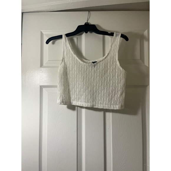 Wild Fable White Crochet Knit Tank Top Scoop Neck Sleeveless Crop XXS - Picture 2 of 4
